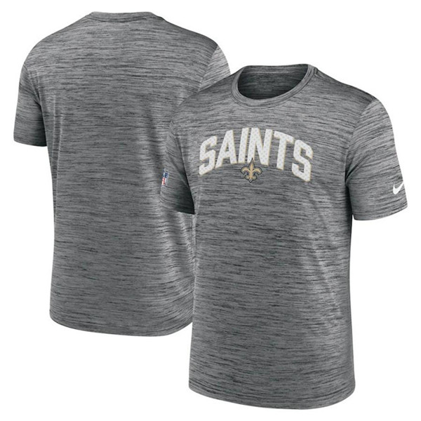 Men's New Orleans Saints Gray Sideline Velocity Stack Performance T-Shirt